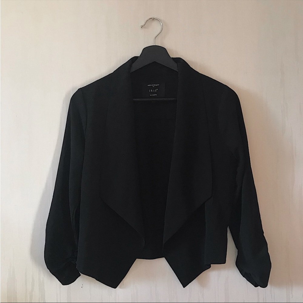 Iris Black Open Front Light Flowy Blazer